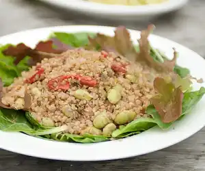 Quinoa Salad with Soy Bean, Roasted Pepper & Nuts