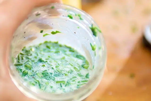 Here we have the well blended dressing. Chill in the frige until all the other ingredients are ready.