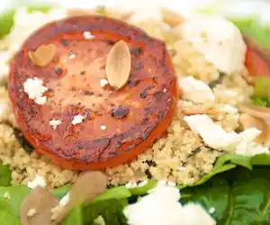 Fried Tomatoes with Mint Couscous