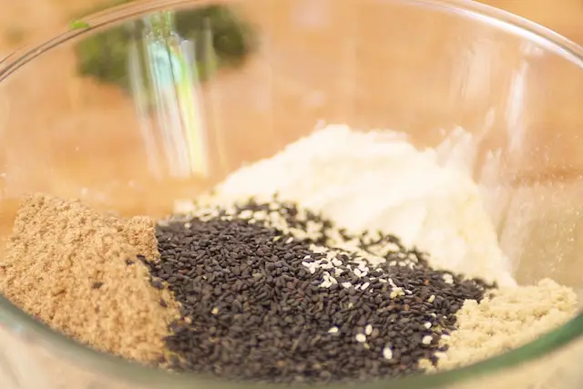 Add all the dry ingredients into a large mixing bowl.