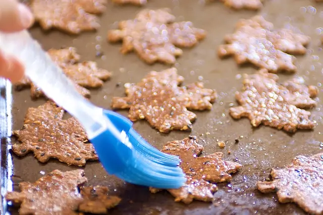 Brush with honey-water mixture immediately after removing from the oven. 