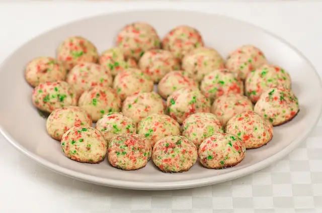 Plate of candy cane Christmas cookies