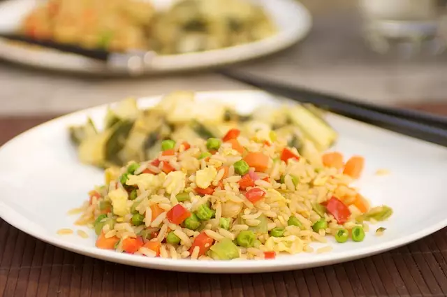 Chinese Fried Rice with Bell Pepper, Peas & Carrots
