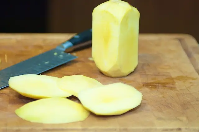 Chop off the four parts from the different directions.