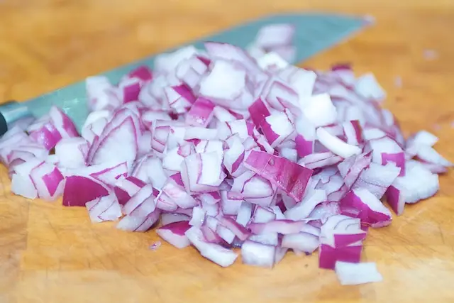 Here we have the beautifully chopped onions.