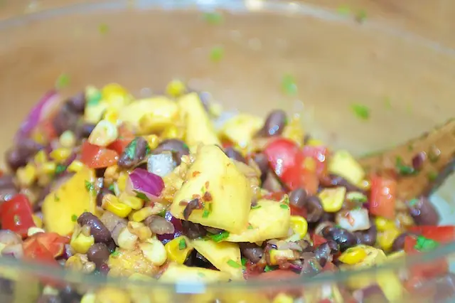 Stir all these yummy ingredients together until well mixed and coated.
