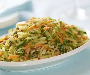 Kohlrabi, Carrot & Radish Slaw with Toasted Cumin Vinaigrette