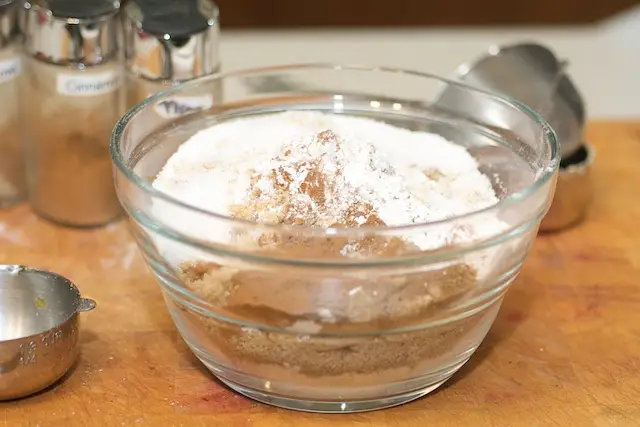 Start from the dry ingredients.