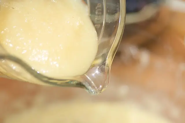 Then pour the applesauce in.