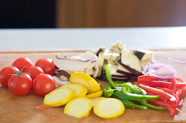 Chop all the vegetables into grill-able size.