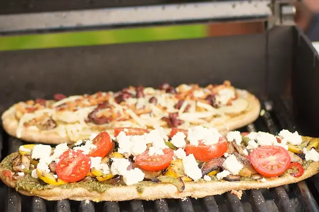 Grilled Summer Vegetable Pizza with Basil Pesto & Feta