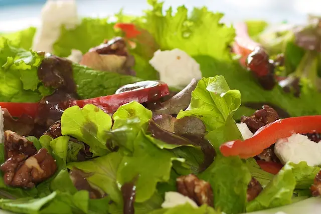 Mixed Green Salad with Honey Pecans, Goat Cheese & Balsamic Vinaigrette