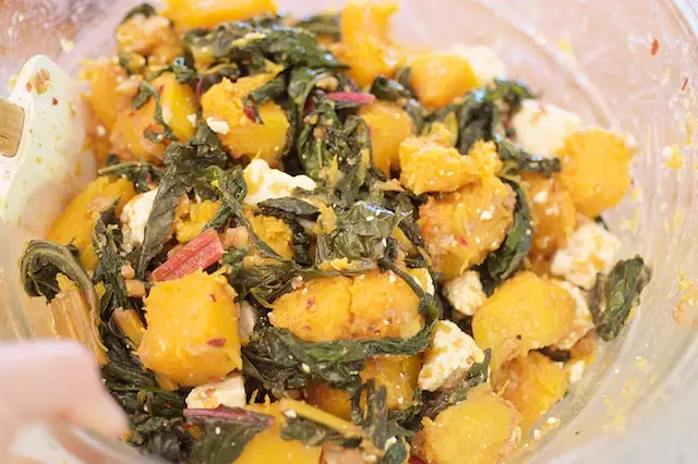 Sweet Potato, Kale, & Feta Tart