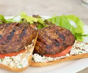 Open-face Grilled Portobello Sandwiches with Parsley-Basil Goat Cheese