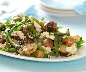 Grilled New Potato & Green Bean Salad with Feta & Olives