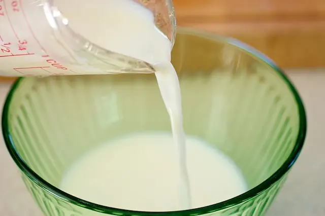 Pour the milk into a medium-sized bowl.