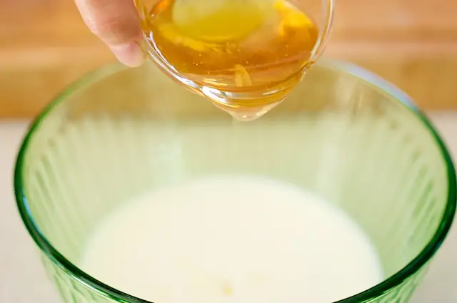 Pour the honey.