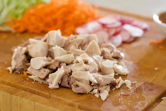 Shred the leftover turkey or chicken breast.