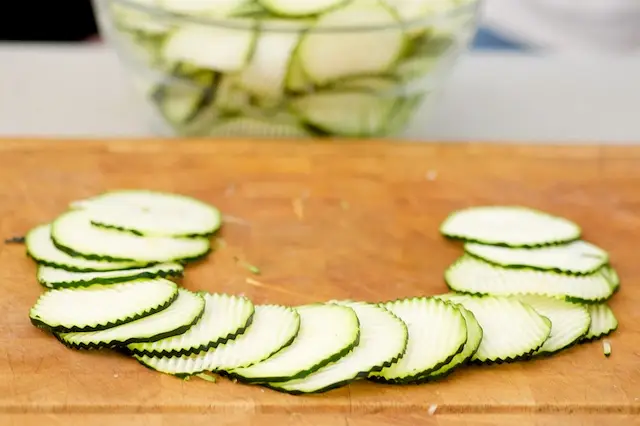 Slice into about ⅛-inch rounds.