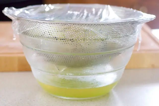 This is how much water the zucchinis have released overnight.