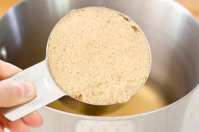 Add the brown sugar or granulated sugar.