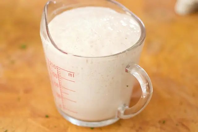 After about 10 minutes, the yeast has been activated.