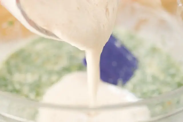 Pour the foaming yeast mixture.
