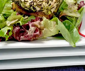 Warm Chévre & Apple Rings with Manitoba Hemp Seed Oil Vinaigrette