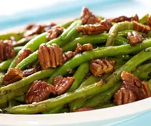 Skillet Green Beans with Toasted Butter-Maple Pecans