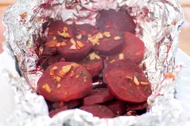 Roast in 400 degrees F oven for 1 hour or until beets are soft.