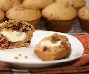 Cream Cheese Stuffed Honey Lemon Cranberry Muffins