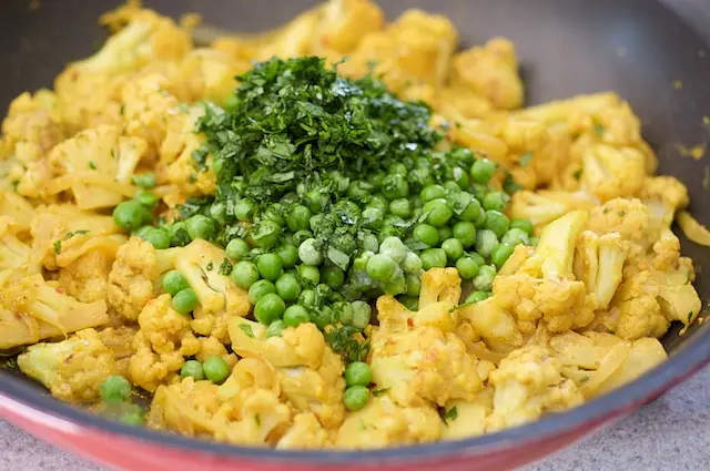 Add the cilantro leaves.