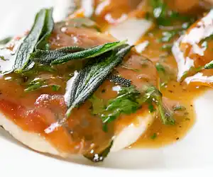 Chicken Saltimbocca (Chicken Cutlets with Prosciutto & Sage)