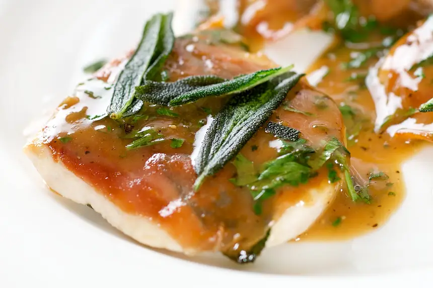 Chicken Saltimbocca (Chicken Cutlets with Prosciutto & Sage)