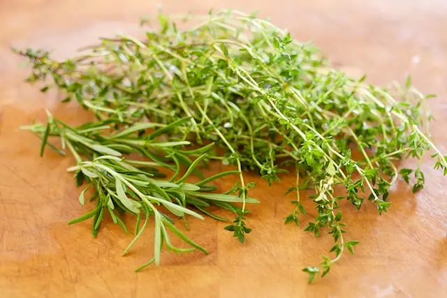 Prepare the fresh herbs first.