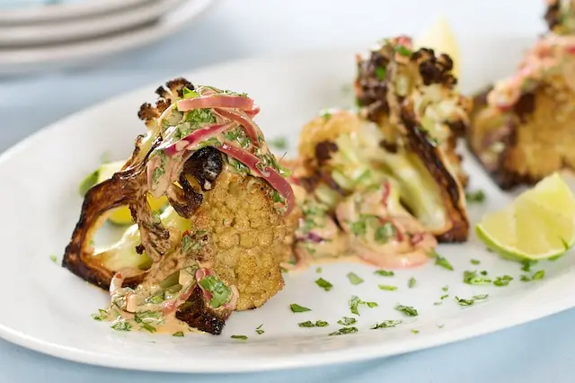 Roasted Cauliflower with Curry Yogurt Sauce