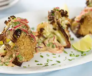 Roasted Cauliflower with Curry Yogurt Sauce