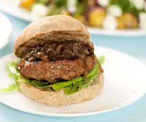 Beef Burgers with Caramelized Onions
