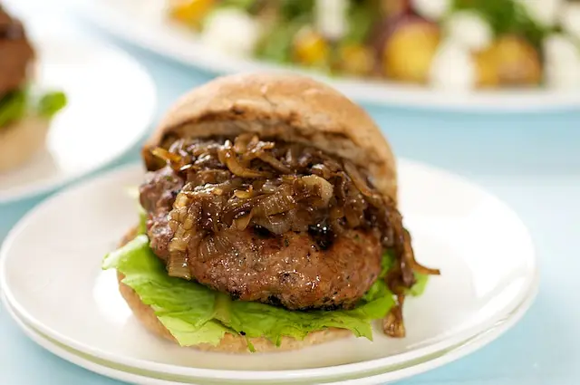 Beef Burgers with Caramelized Onions