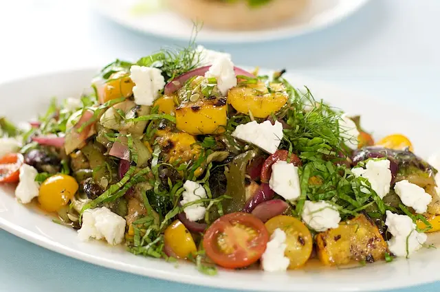 Grilled Summer Vegetable Salad with Cherry Tomatoes & Feta Cheese