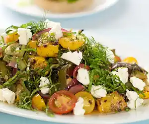 Grilled Summer Vegetable Salad with Cherry Tomatoes & Feta Cheese