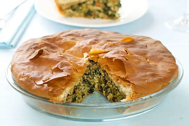 Chard, Kale & Cheddar Phyllo Pie