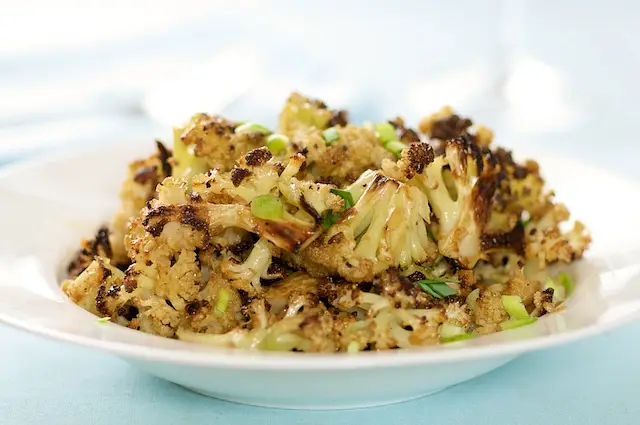 Roasted Cauliflower with Garlicky Soy-Ginger Sauce