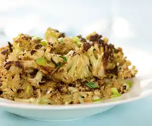 Roasted Cauliflower with Garlicky Soy-Ginger Sauce