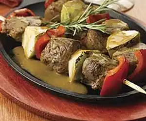 Pear & Lamb Kebabs With Harpoon Ale-Rosemary Pan Sauce