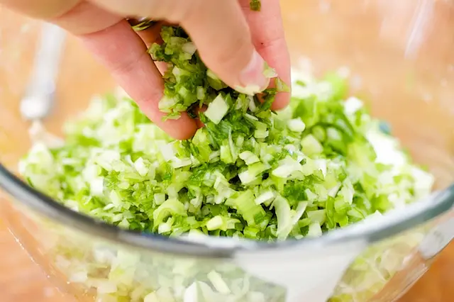 Add the chopped scallions.