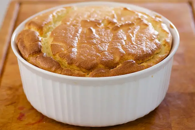 Beet Bottomed Goat Cheese Soufflé