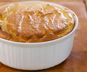 Beet Bottomed Goat Cheese Soufflé