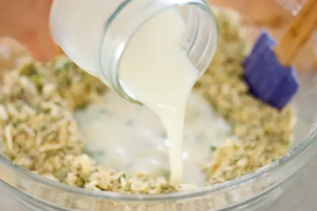 Pour the buttermilk (shake it well before pouring) in, and stir until all the ingredients are well combined. 
