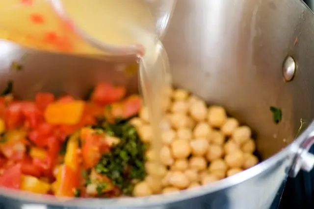 and pour the broth in.